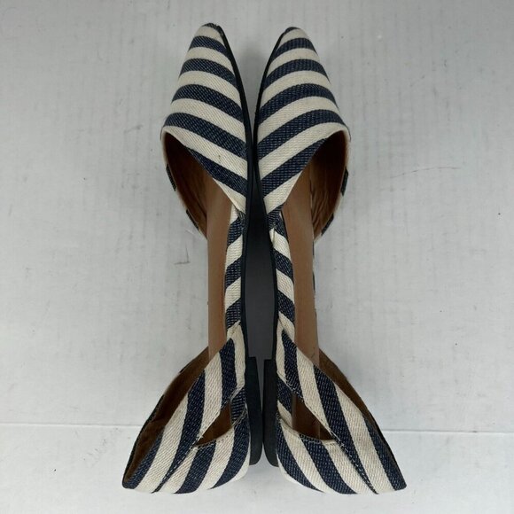 Merona Womens D Orsay Black White Stripe Pointed Toe Slip On Size 7 Flat Shoes - Picture 6 of 9